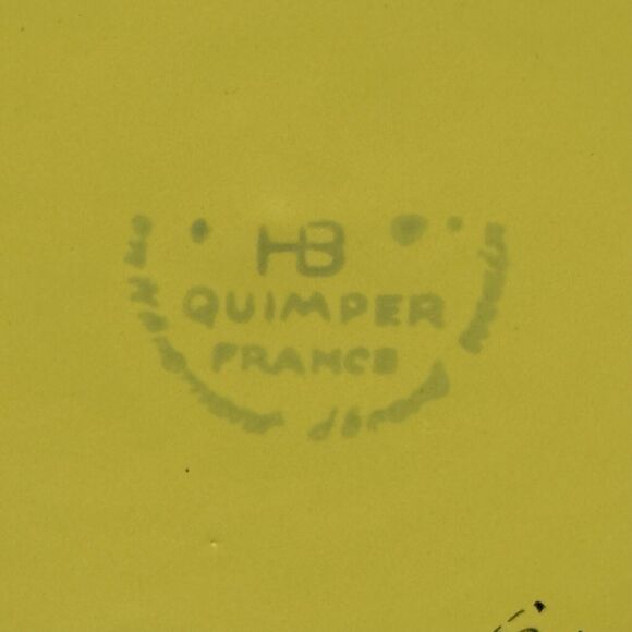 HB Henriot Quimper SOLEIL YELLOW Breton Woman Octagonal 10 1/4" Dinner Plate - Picture 8 of 8